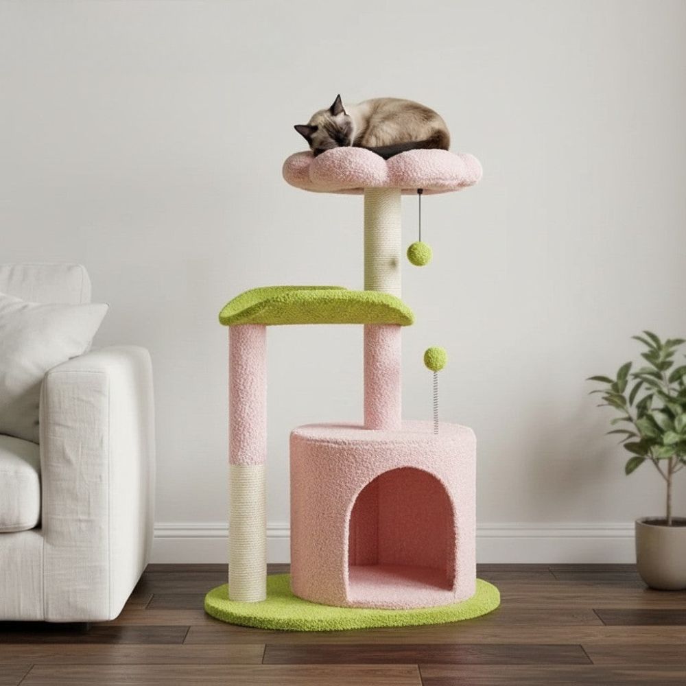 Kratzbaum Blume Design Rosa und Violett