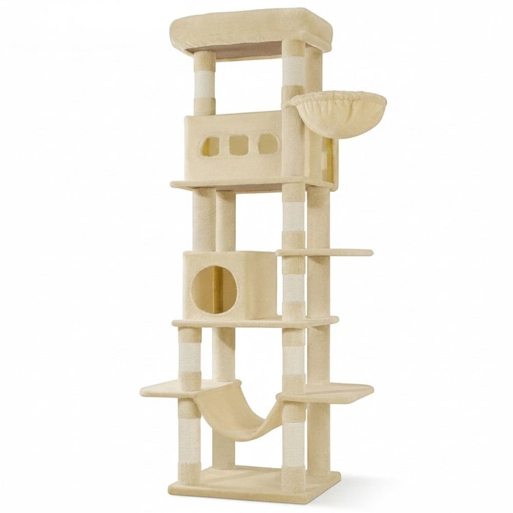 Kratzbaum Beige mit Hängehängematte 170cm