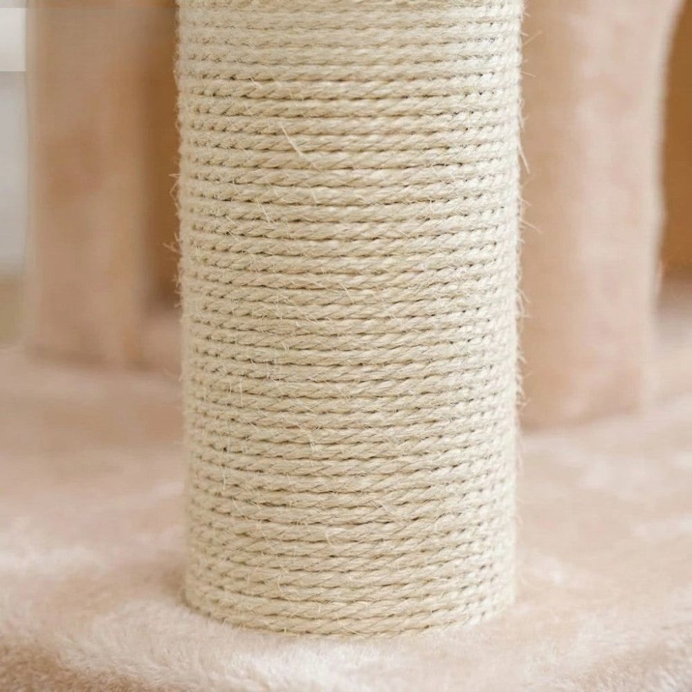Großer Kratzbaum Beige Verstärkte Pfosten 147cm