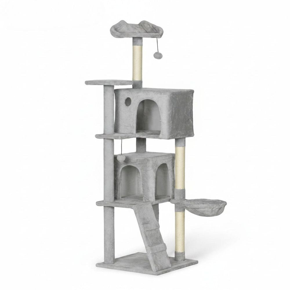 Kratzbaum Beige mit Integrierter Treppe 140cm