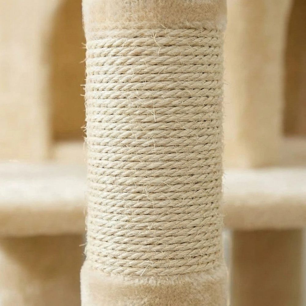 Kratzbaum Beige mit Integrierter Treppe 140cm