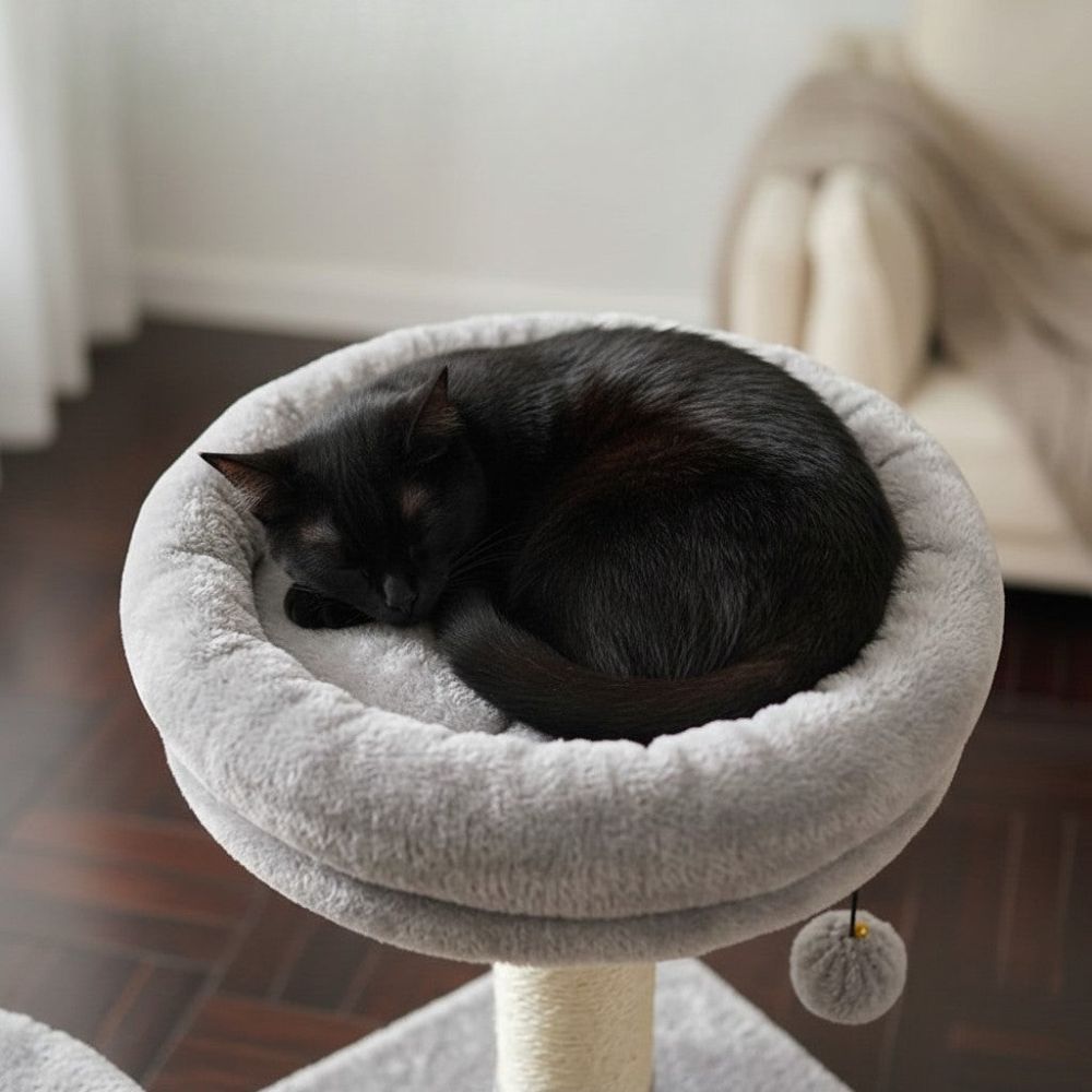 Kratzbaum Beige Robust Mehrere Katzen 140cm