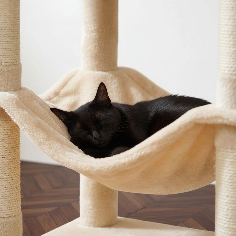 Kratzbaum Beige Robust Mehrere Katzen 140cm