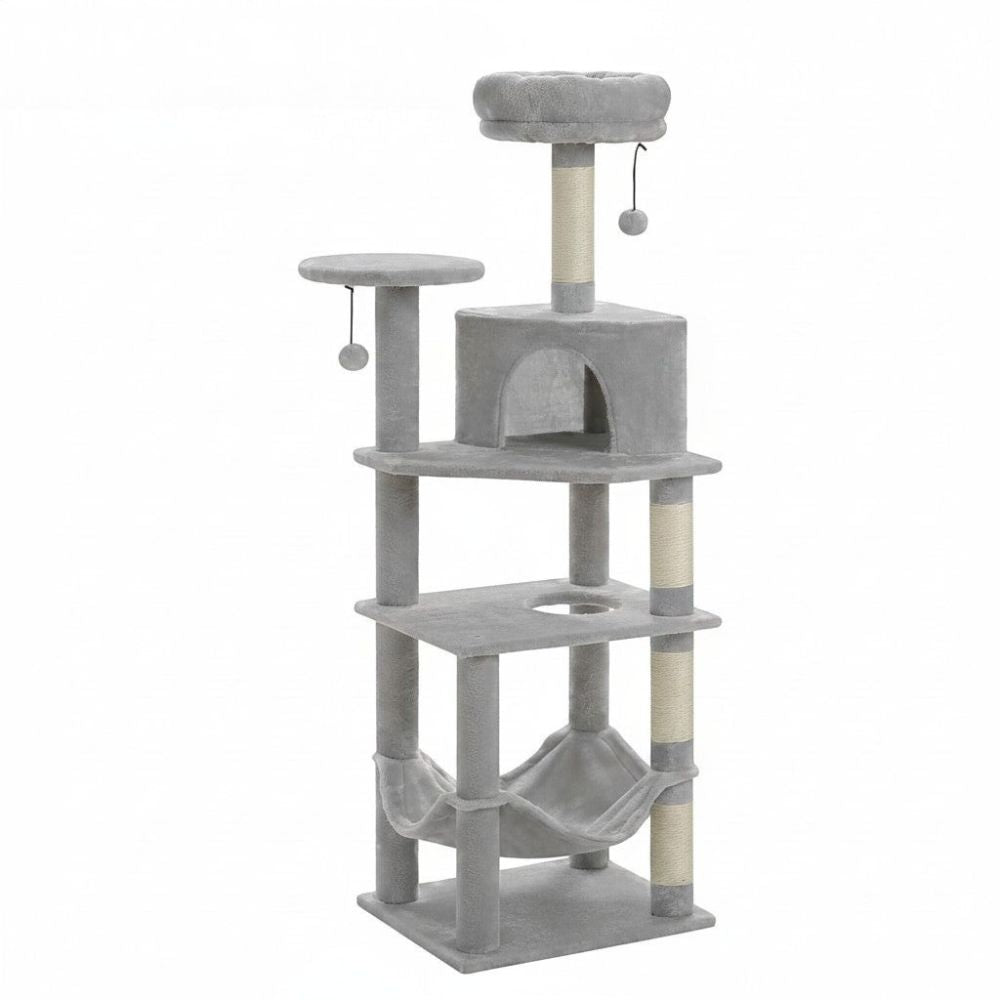 Kratzbaum Beige Robust Mehrere Katzen 140cm