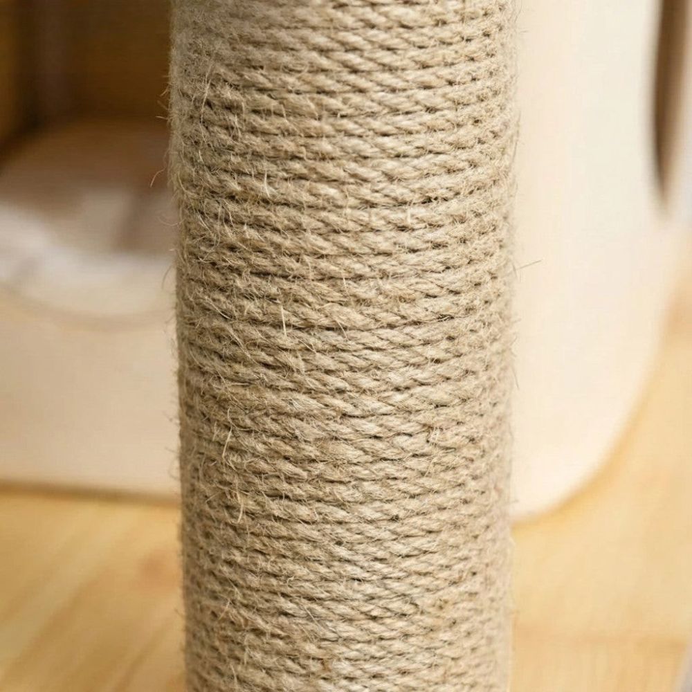 Kratzbaum Beige und Naturholz 130cm