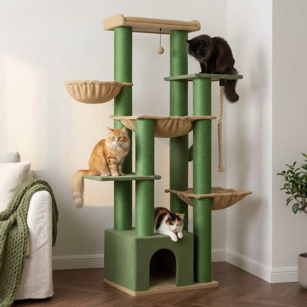 Kratzbaum Beige XXL Große Höhe 170cm