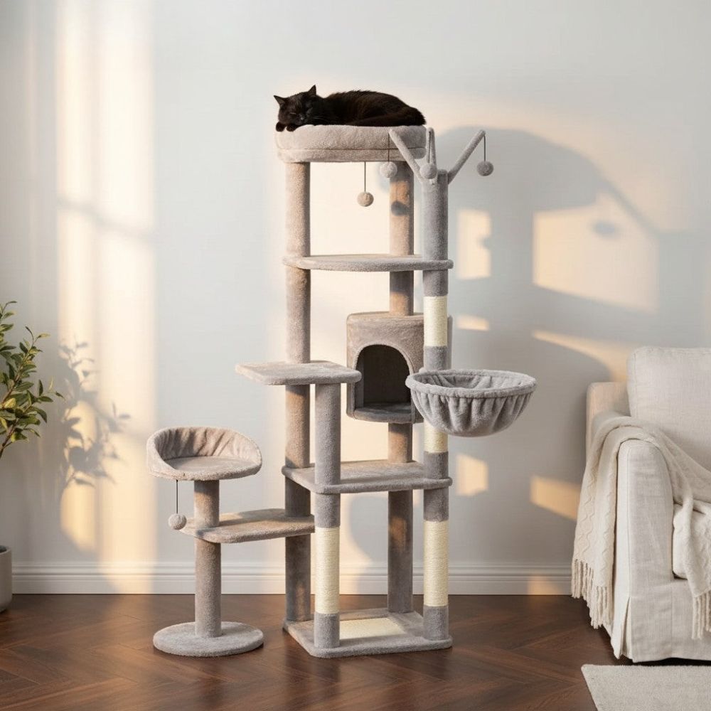 Kratzbaum Beige XXL Großzügige Basis für Große Katze