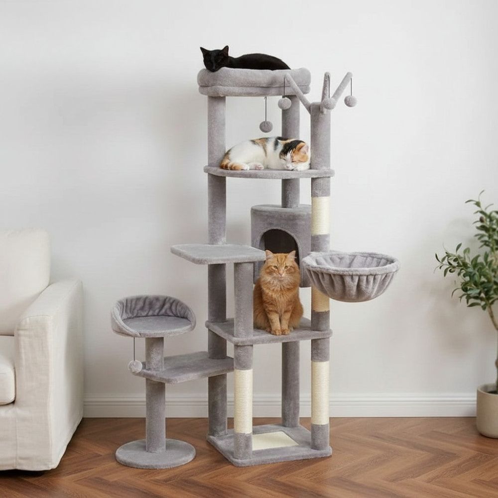 Kratzbaum Beige XXL Großzügige Basis für Große Katze