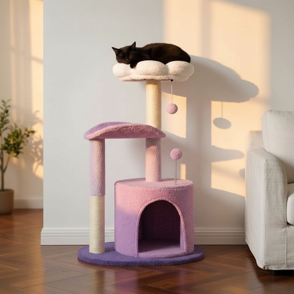Kratzbaum Blume Design Rosa und Violett