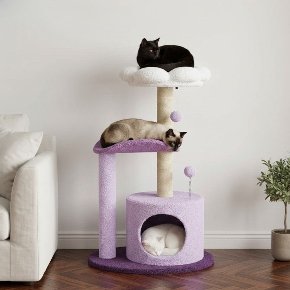 Kratzbaum Blume Design Rosa und Violett