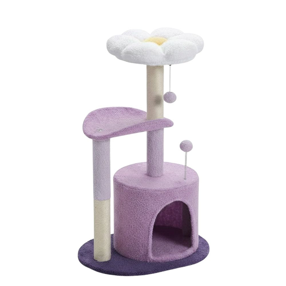 Kratzbaum Blume Violett und Rosa Kompakt 84cm