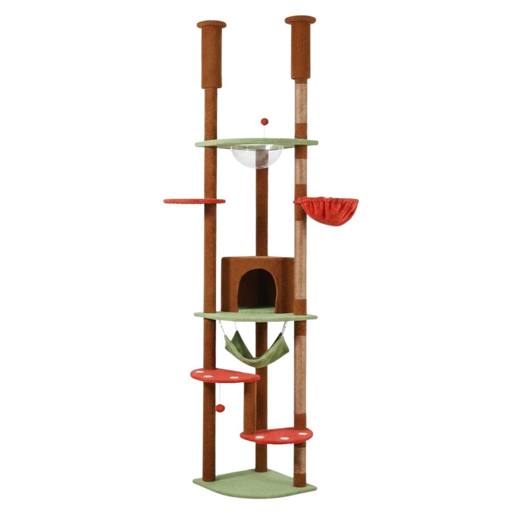 Kratzbaum Boden-Decke Beige Dezent 258cm