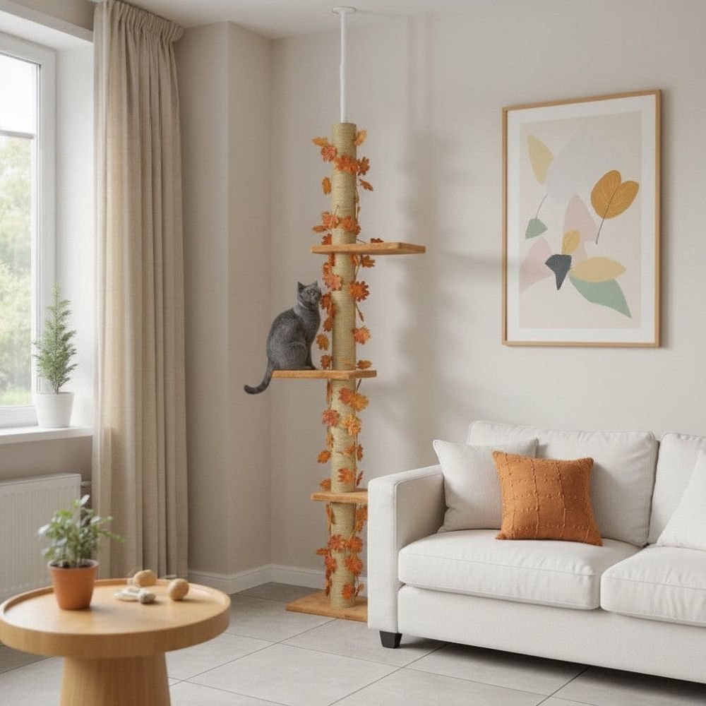 Kratzbaum Boden-Decke Doppelte Befestigung 242cm