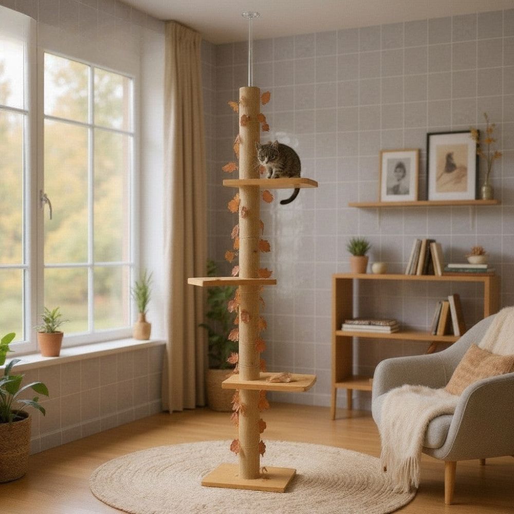 Kratzbaum Boden-Decke Doppelte Befestigung 242cm