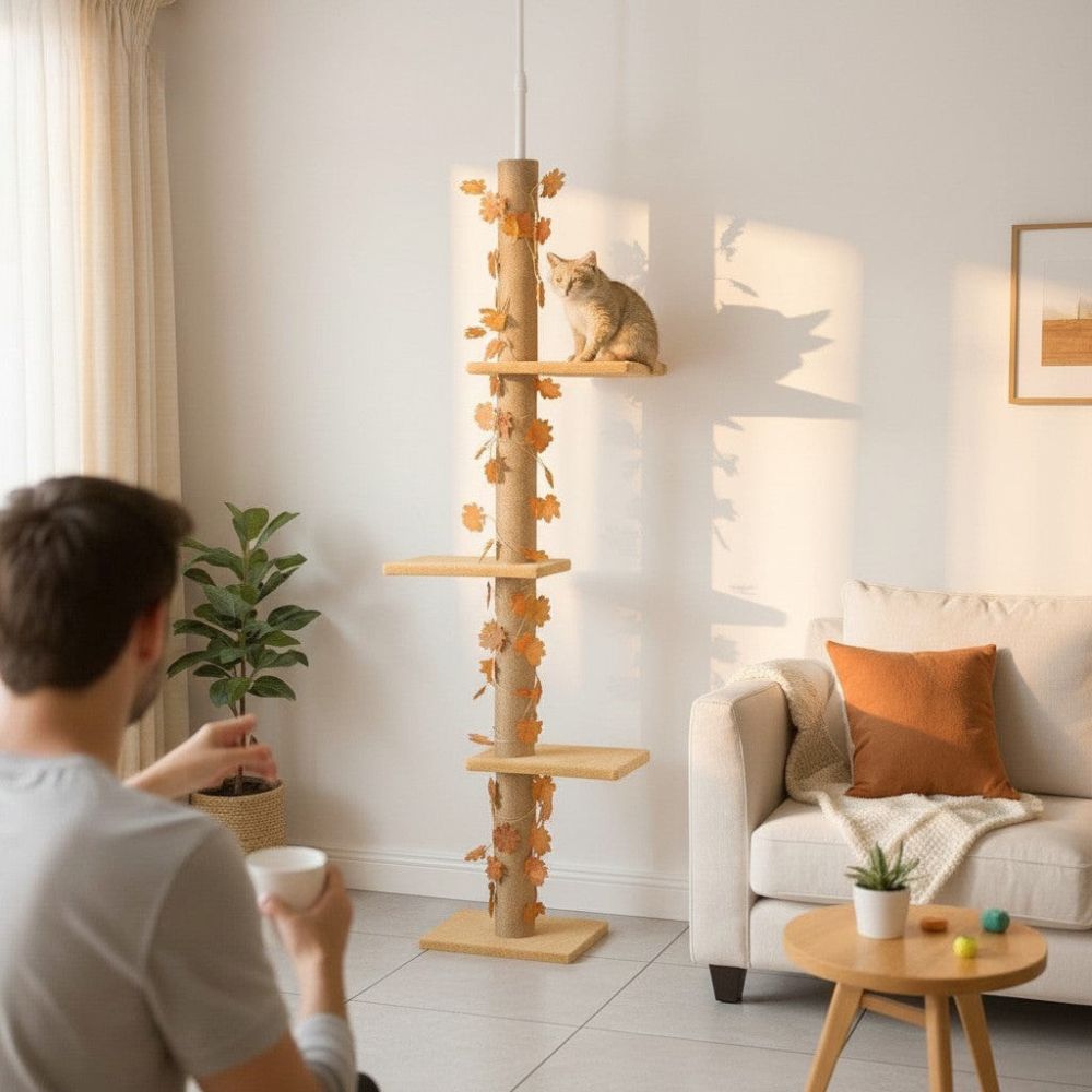 Kratzbaum Boden-Decke Doppelte Befestigung 242cm