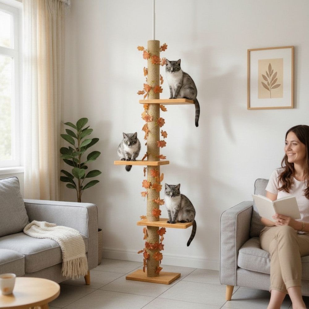 Kratzbaum Boden-Decke Doppelte Befestigung 242cm