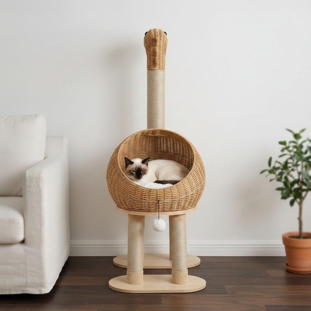 Kratzbaum Design aus Massivholz 116cm