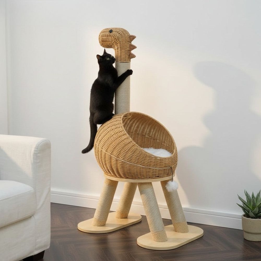 Kratzbaum Design aus Massivholz 116cm