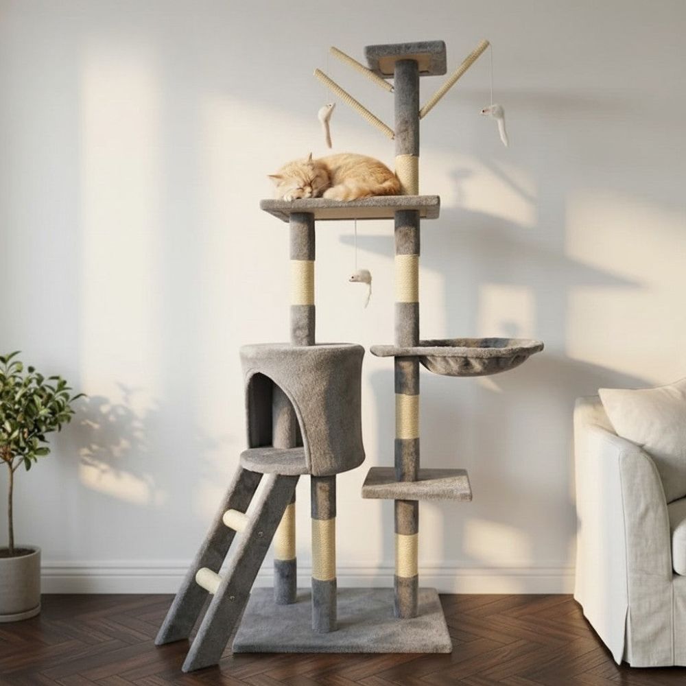 Kratzbaum Design Dekorativ Grau 140cm