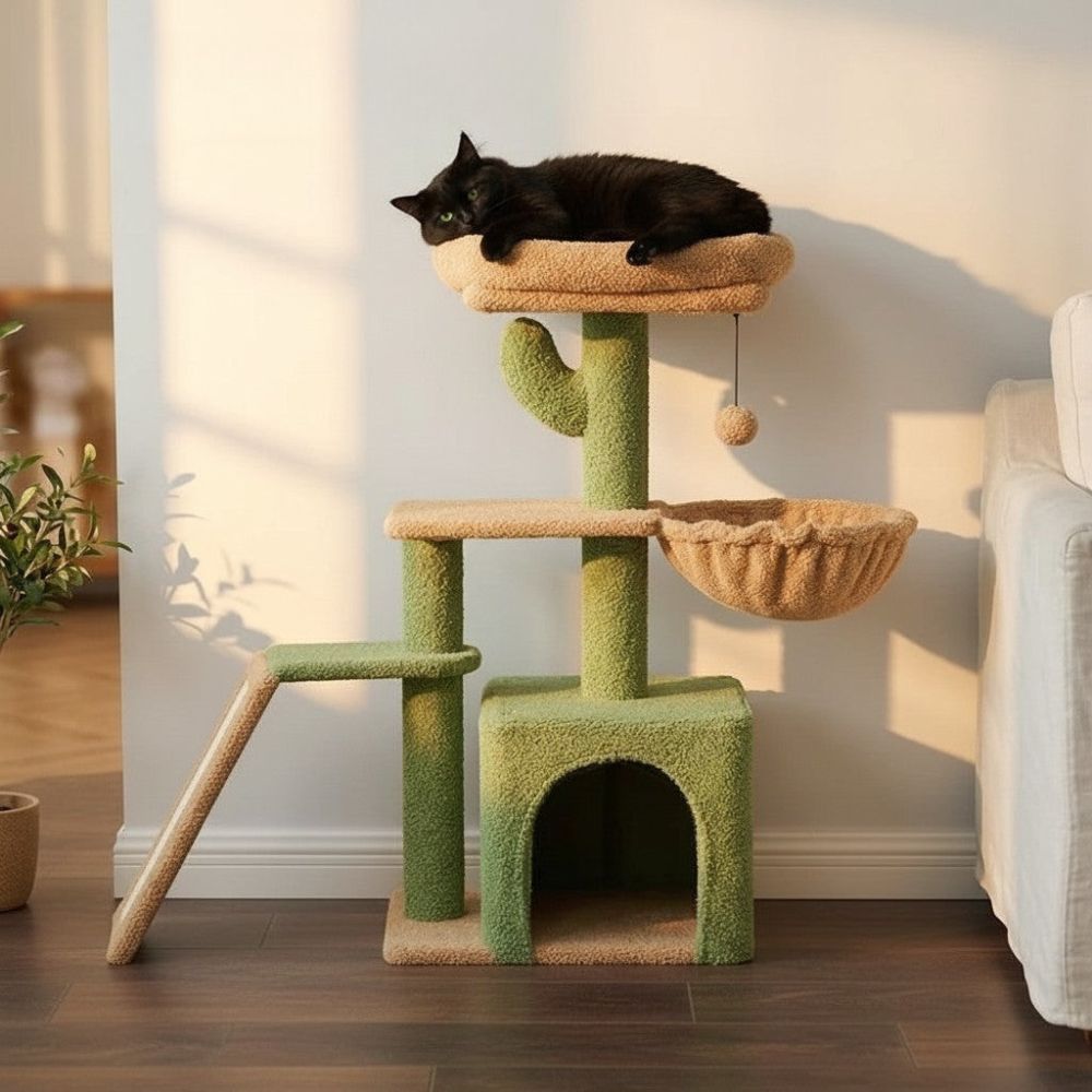 Kratzbaum Kompakt mit Integrierter Treppe 80cm
