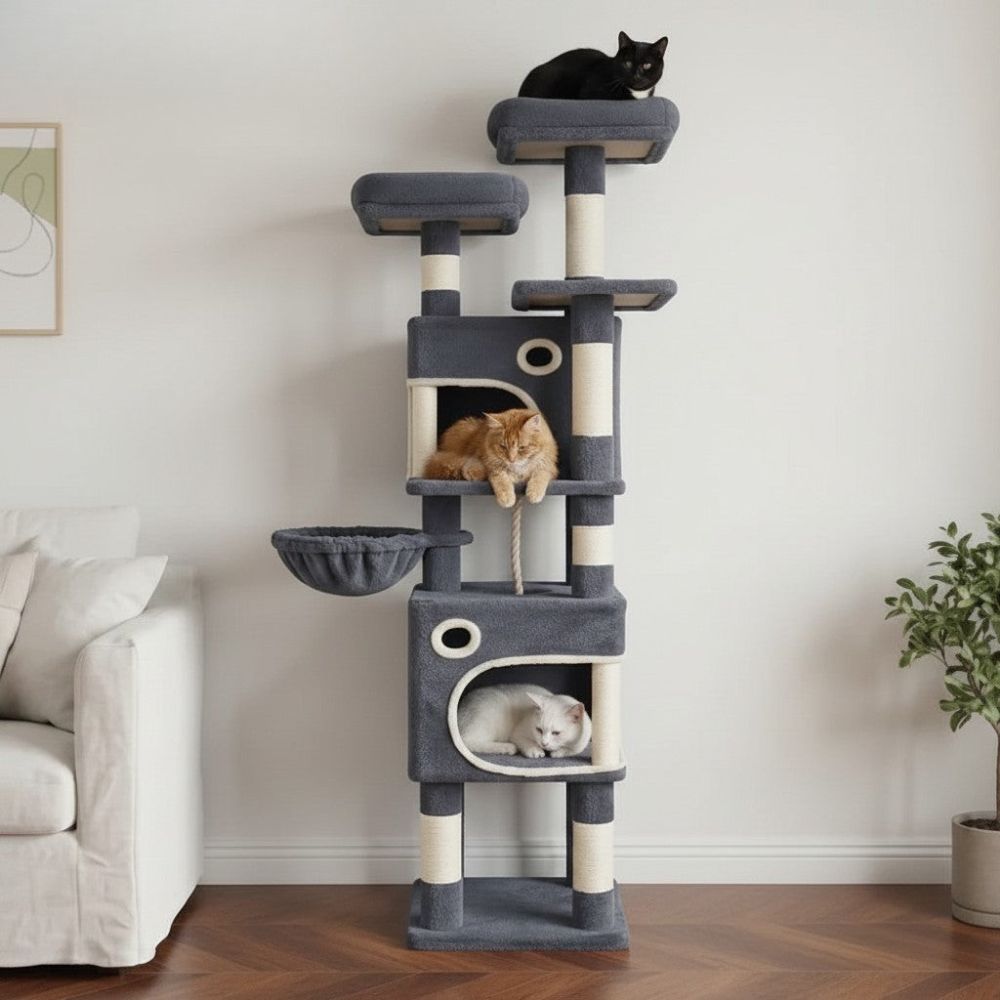 Kratzbaum Maine Coon Beige Verstärkte Pfosten 160cm