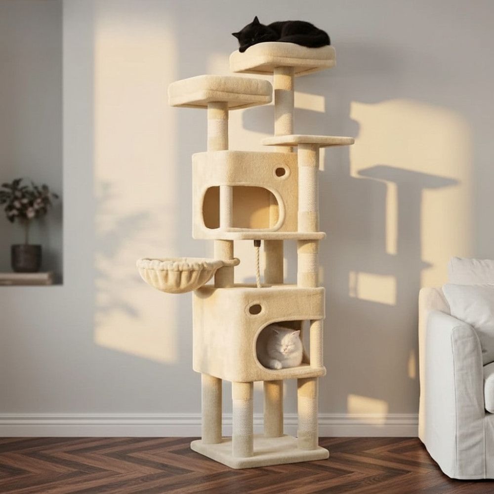 Kratzbaum Maine Coon Beige Verstärkte Pfosten 160cm