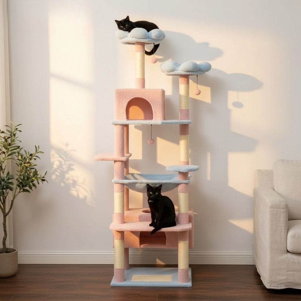 Kratzbaum Maine Coon Dunkelgrau Imposante Struktur 205cm