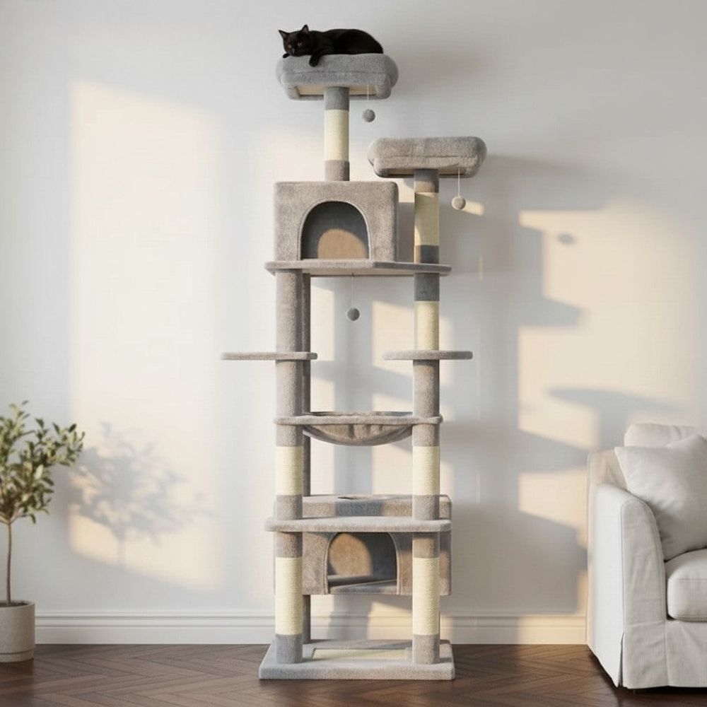 Kratzbaum Maine Coon Dunkelgrau Imposante Struktur 205cm