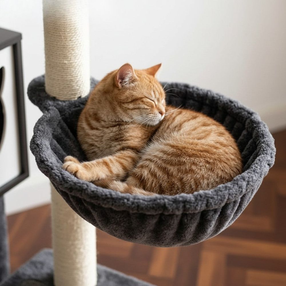 Kratzbaum mit Integrierter Katzentoilette aus Holz 144cm