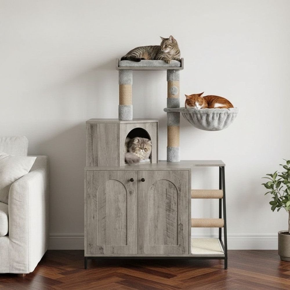 Kratzbaum Modern aus Massivholz Breite Basis 120cm