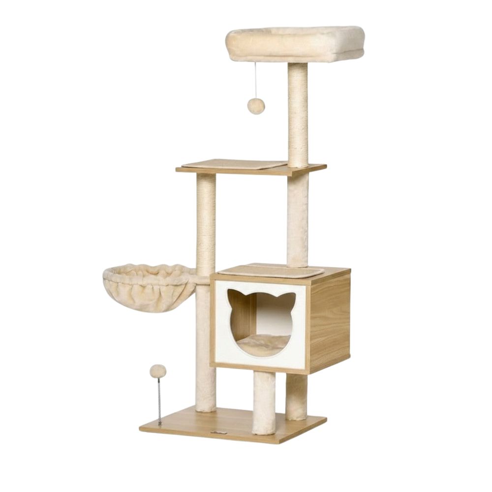 Kratzbaum Modern mit Holzfinish 126cm
