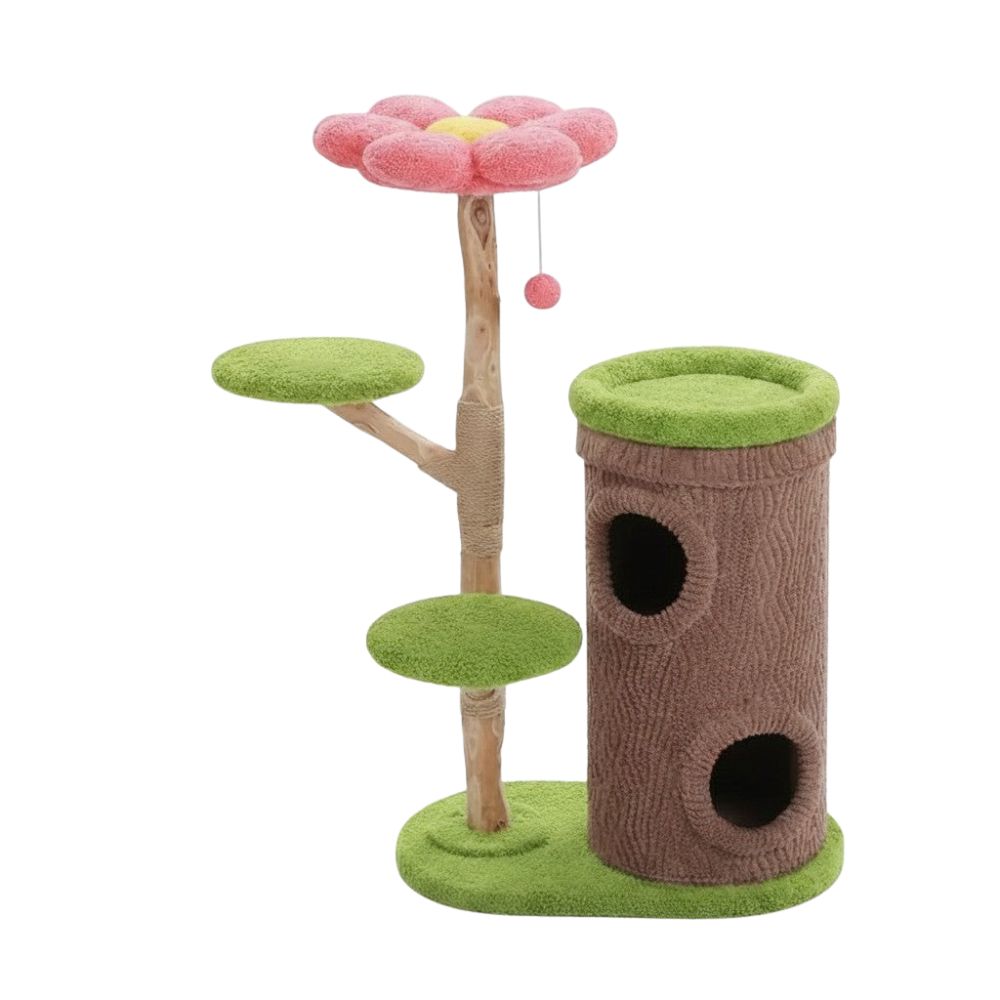 Kratzbaum Rohes Holz Authentisch Breite Basis 135cm