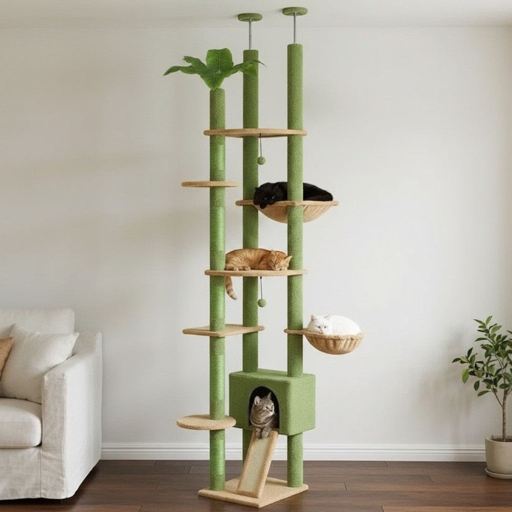 Kratzbaum Waldgrün Boden-Decke Verstellbar