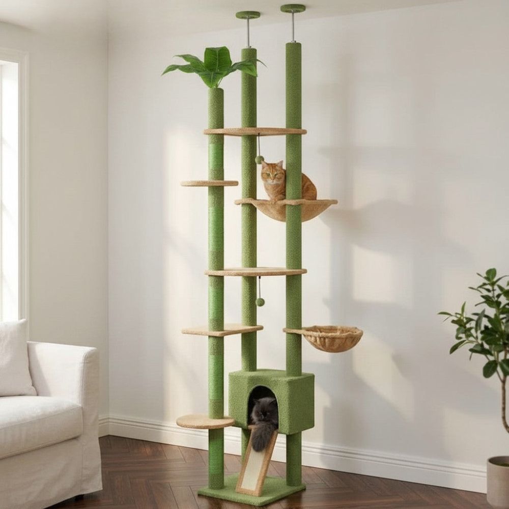 Kratzbaum Waldgrün Boden-Decke Verstellbar