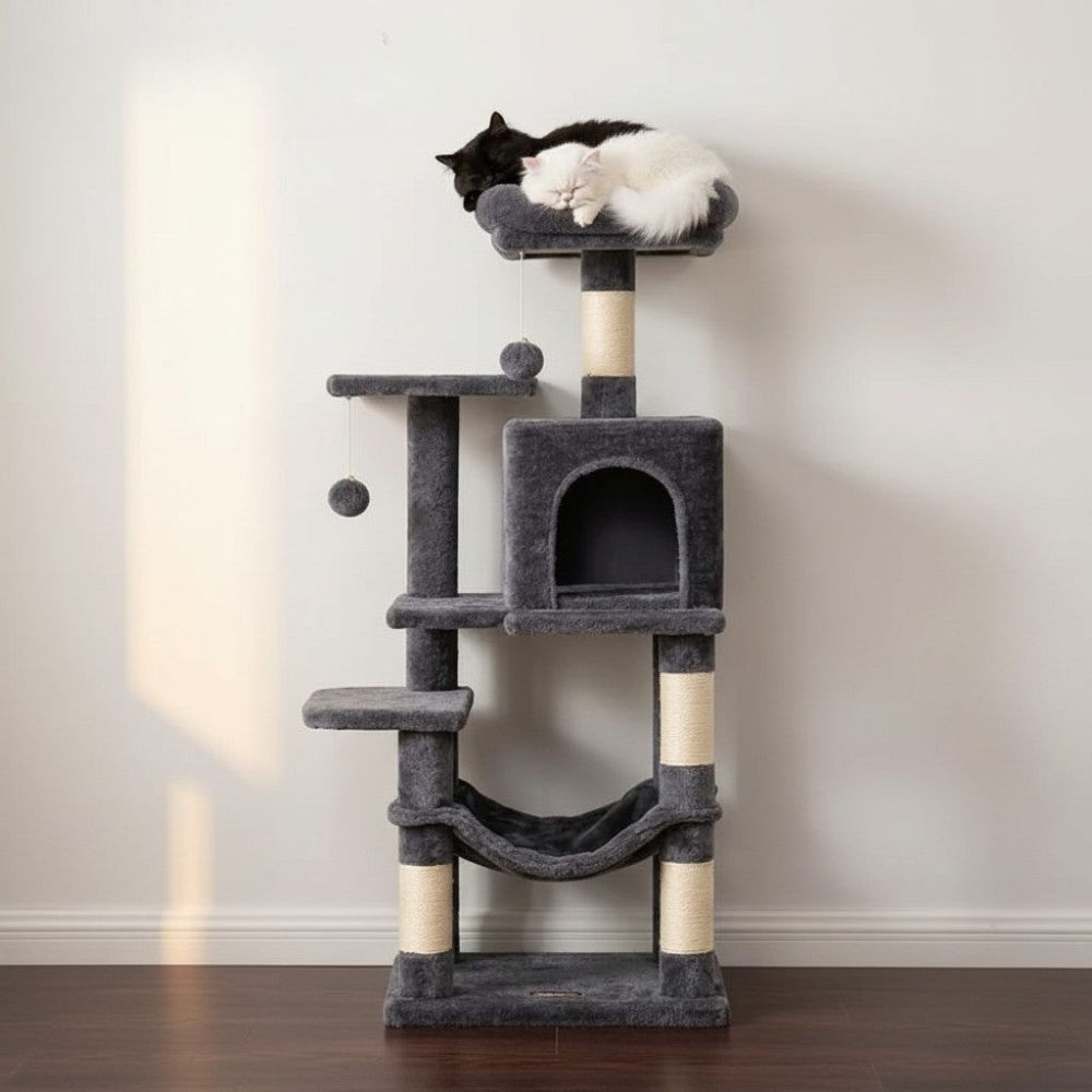 Kratzbaum Weiß Minimalistisches Design 110cm