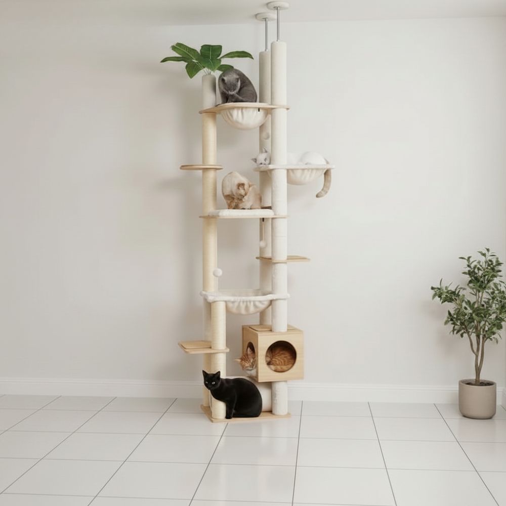 Kratzbaum XXL Beige Extra Hoch 230cm