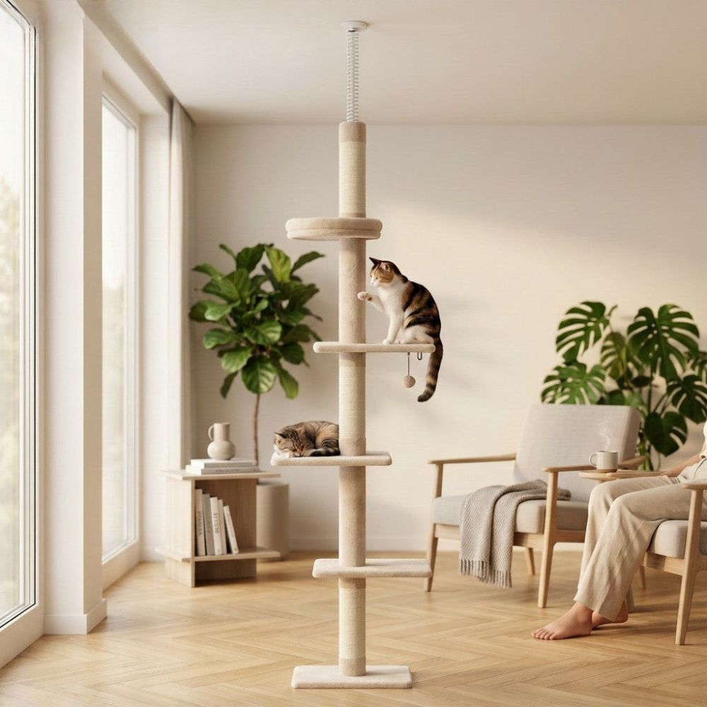 Kratzbaum zur Deckenbefestigung Verstellbar 273cm