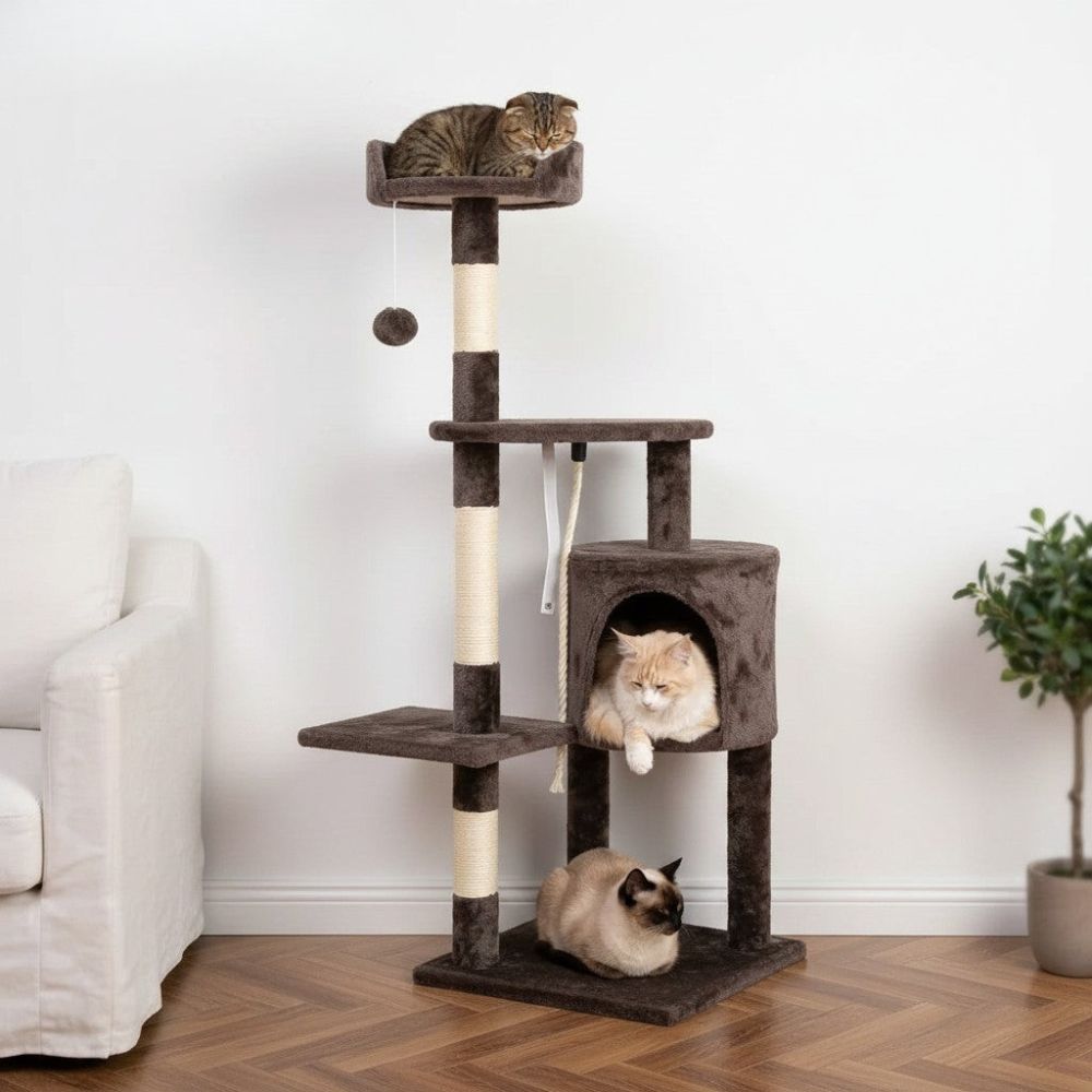 Kratzbaum Zweifarbig Beige und Braun 112cm