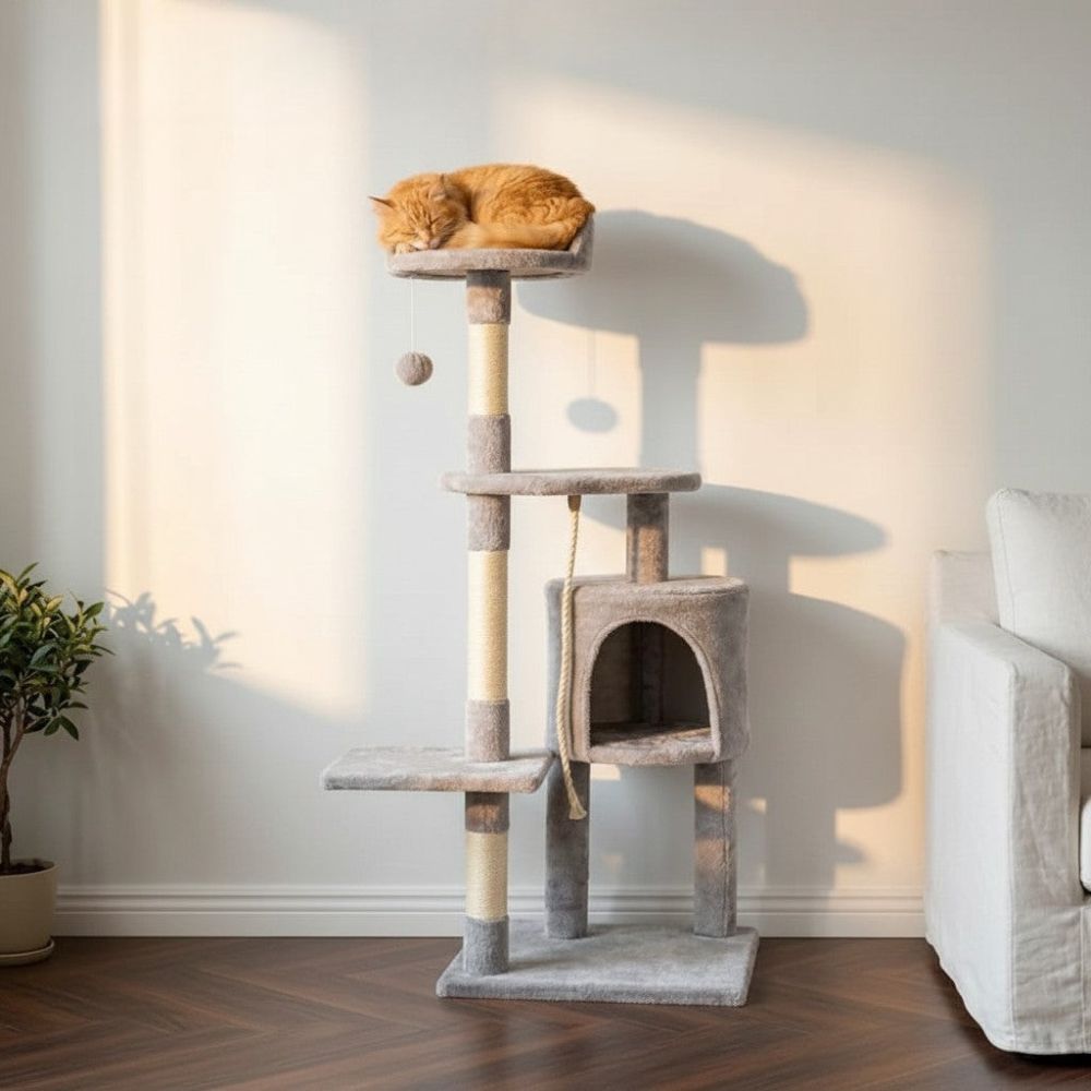 Kratzbaum Zweifarbig Beige und Braun 112cm