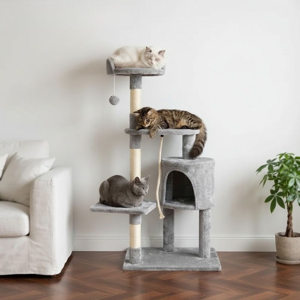 Kratzbaum Zweifarbig Beige und Braun 112cm