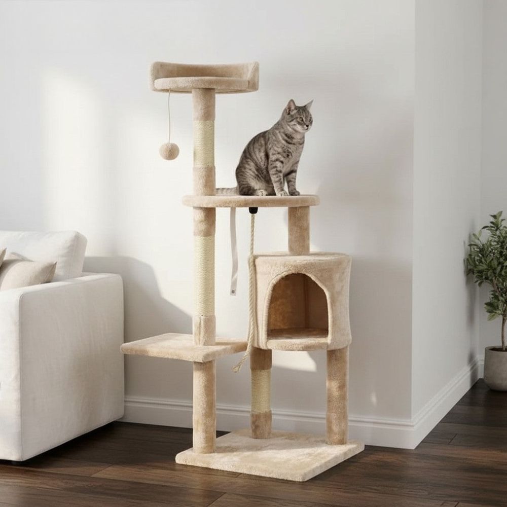 Kratzbaum Zweifarbig Beige und Braun 112cm
